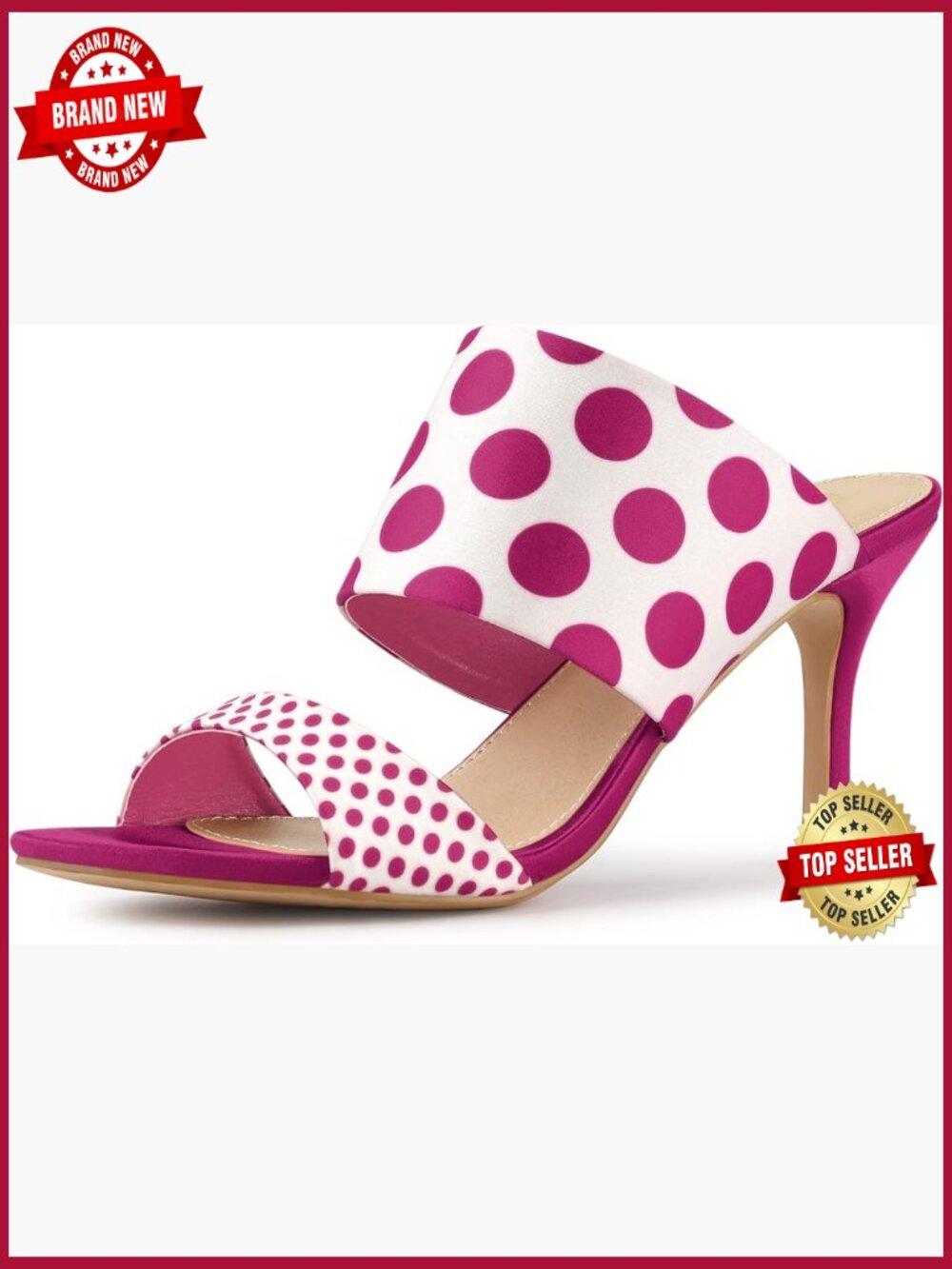 Women's Polka Dot Stiletto Heel Slide Sandals Open Toe